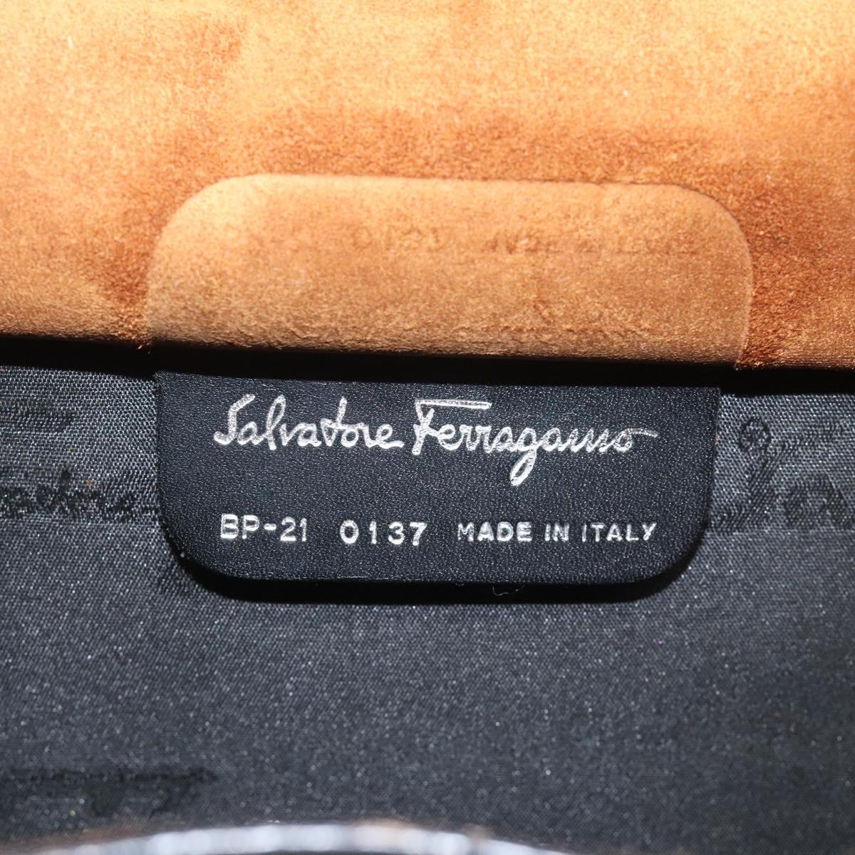 Salvatore Ferragamo Gancini Tote Bag Leather Black Silver Auth th5739