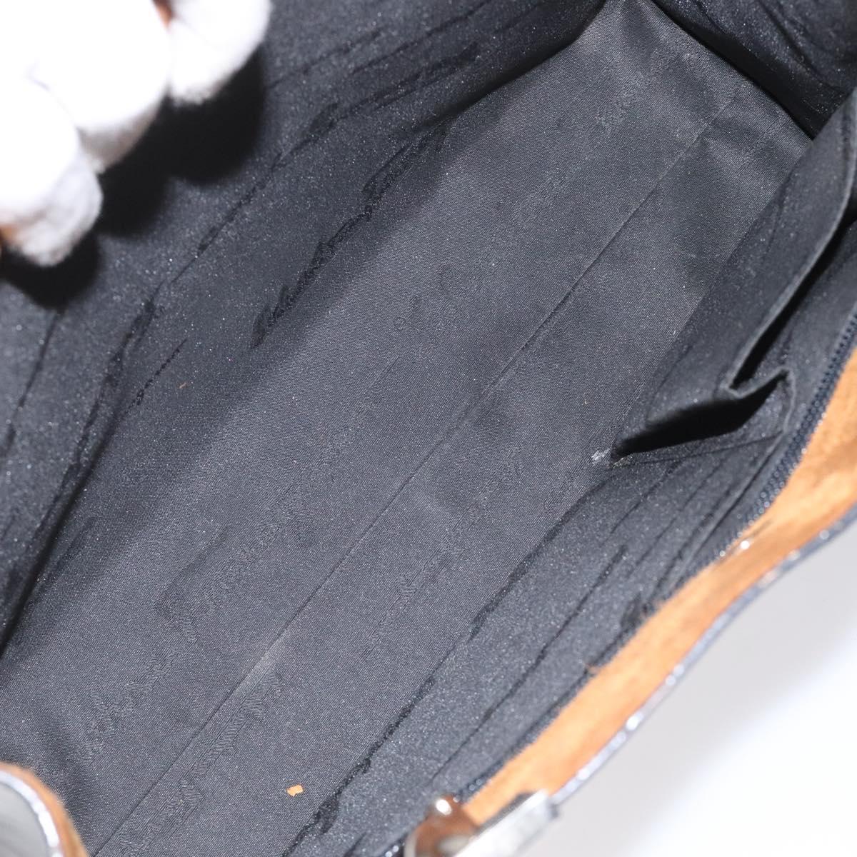 Salvatore Ferragamo Gancini Tote Bag Leather Black Silver Auth th5739