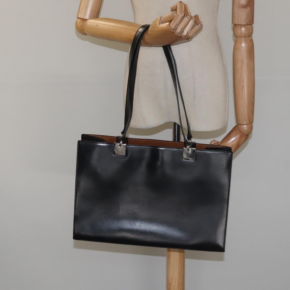 Salvatore Ferragamo Gancini Tote Bag Leather Black Silver Auth th5739