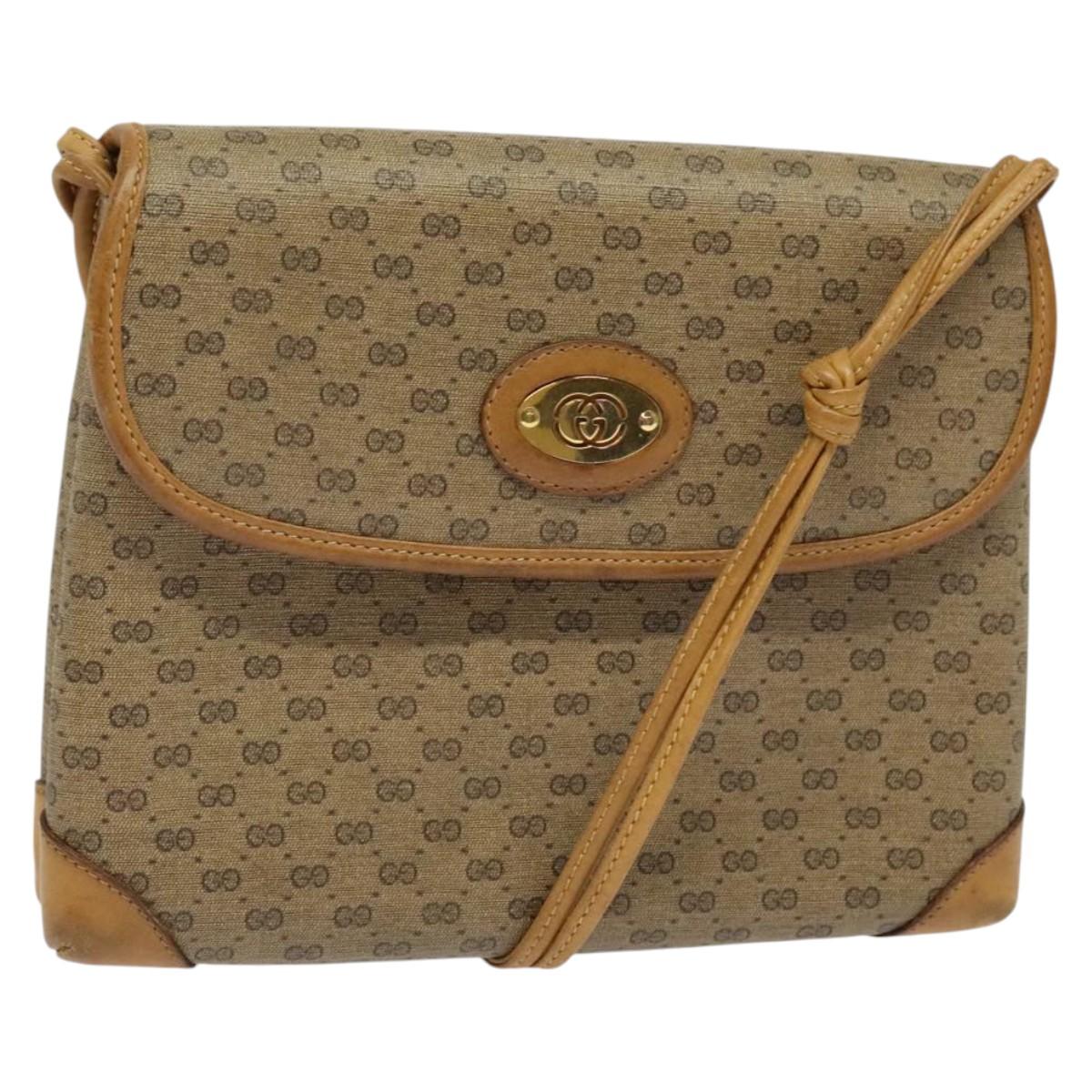 GUCCI Micro GG Supreme Shoulder Bag PVC Beige Gold 007 49 5548 Auth th5762