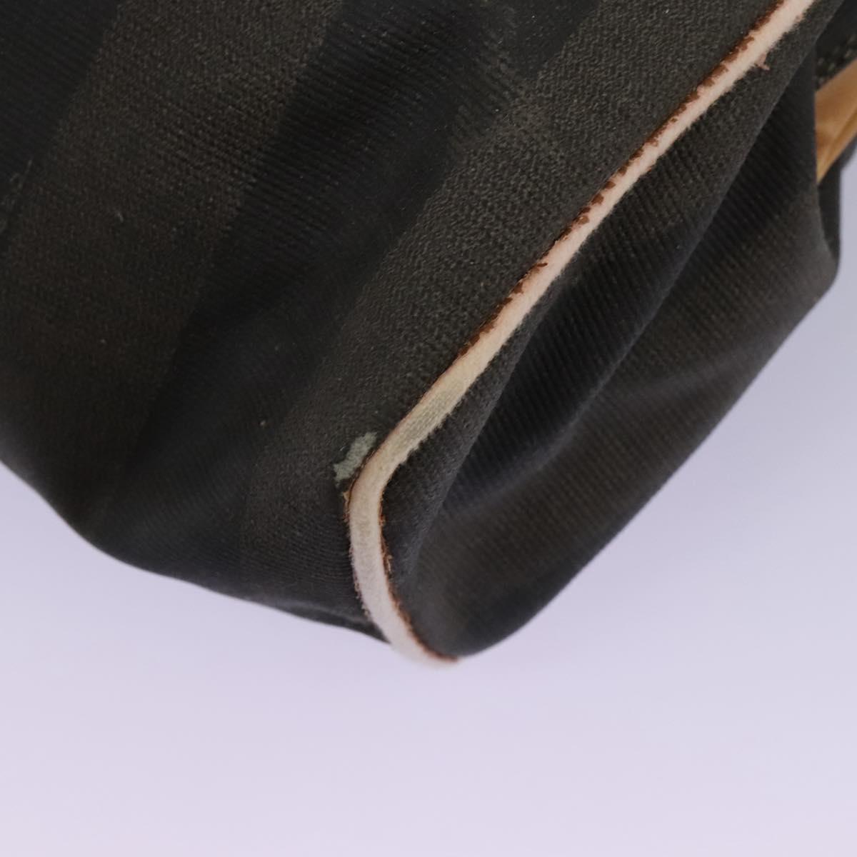 FENDI Pecan Canvas Hand Bag 2way Brown Black gold Auth th5780