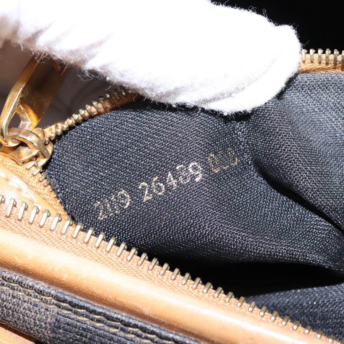 FENDI Pecan Canvas Hand Bag 2way Brown Black gold Auth th5780