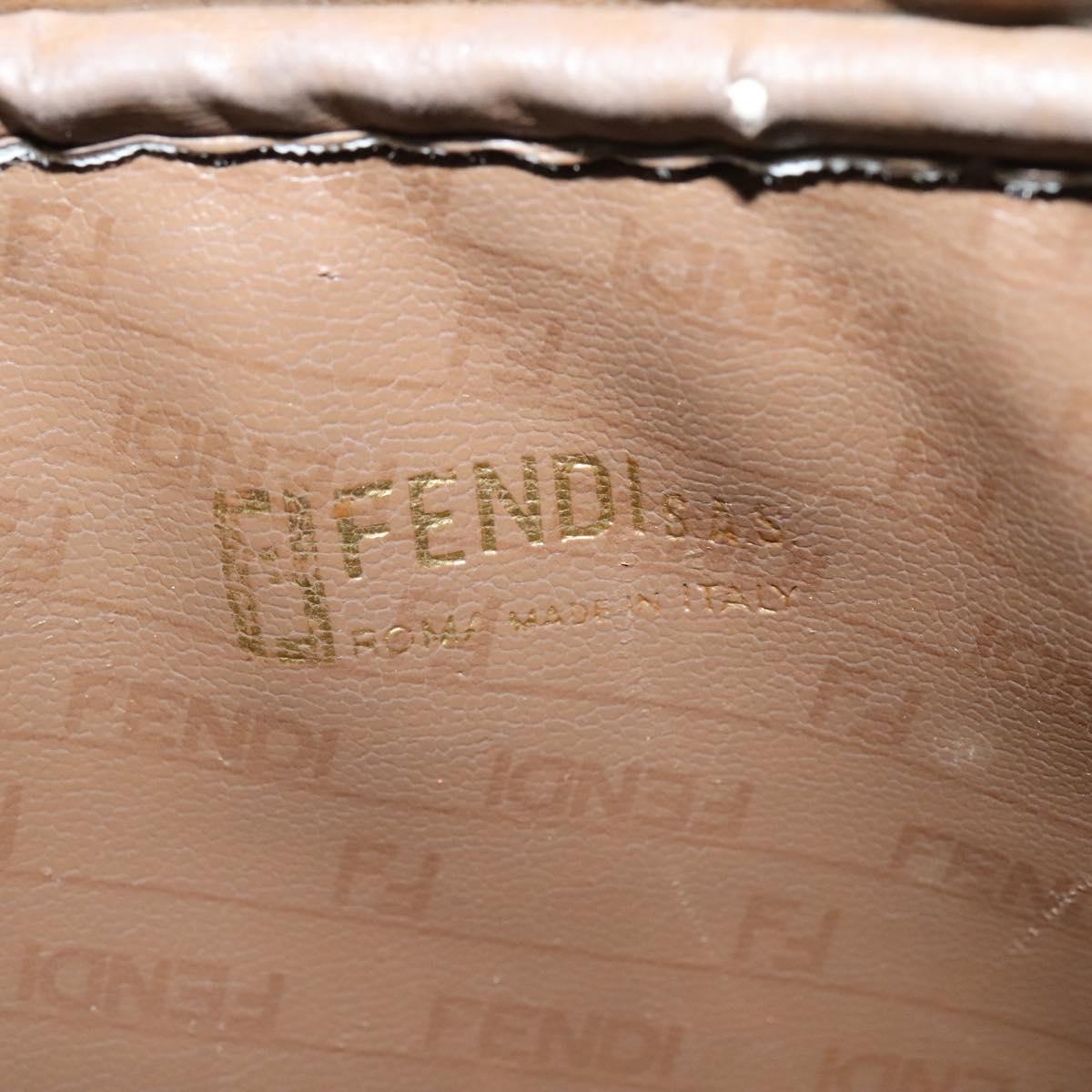 FENDI Zucchino Canvas Shoulder Bag Coated Canvas Brown Gold Auth th5787