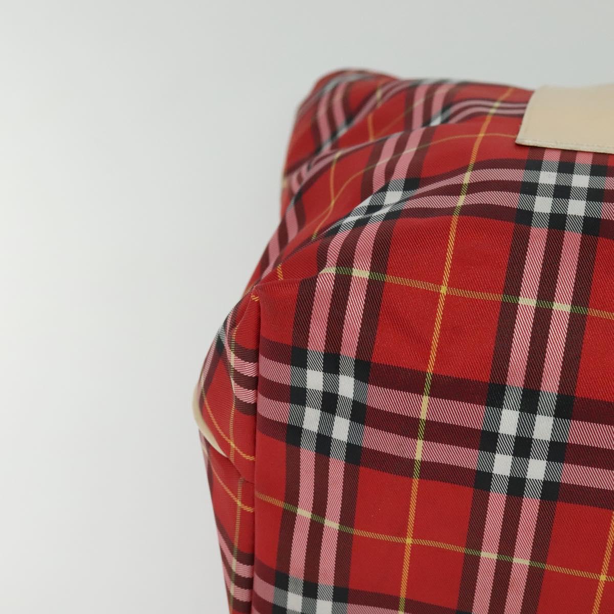 BURBERRY Nova Check Tote Bag Nylon Red Beige Auth th5793