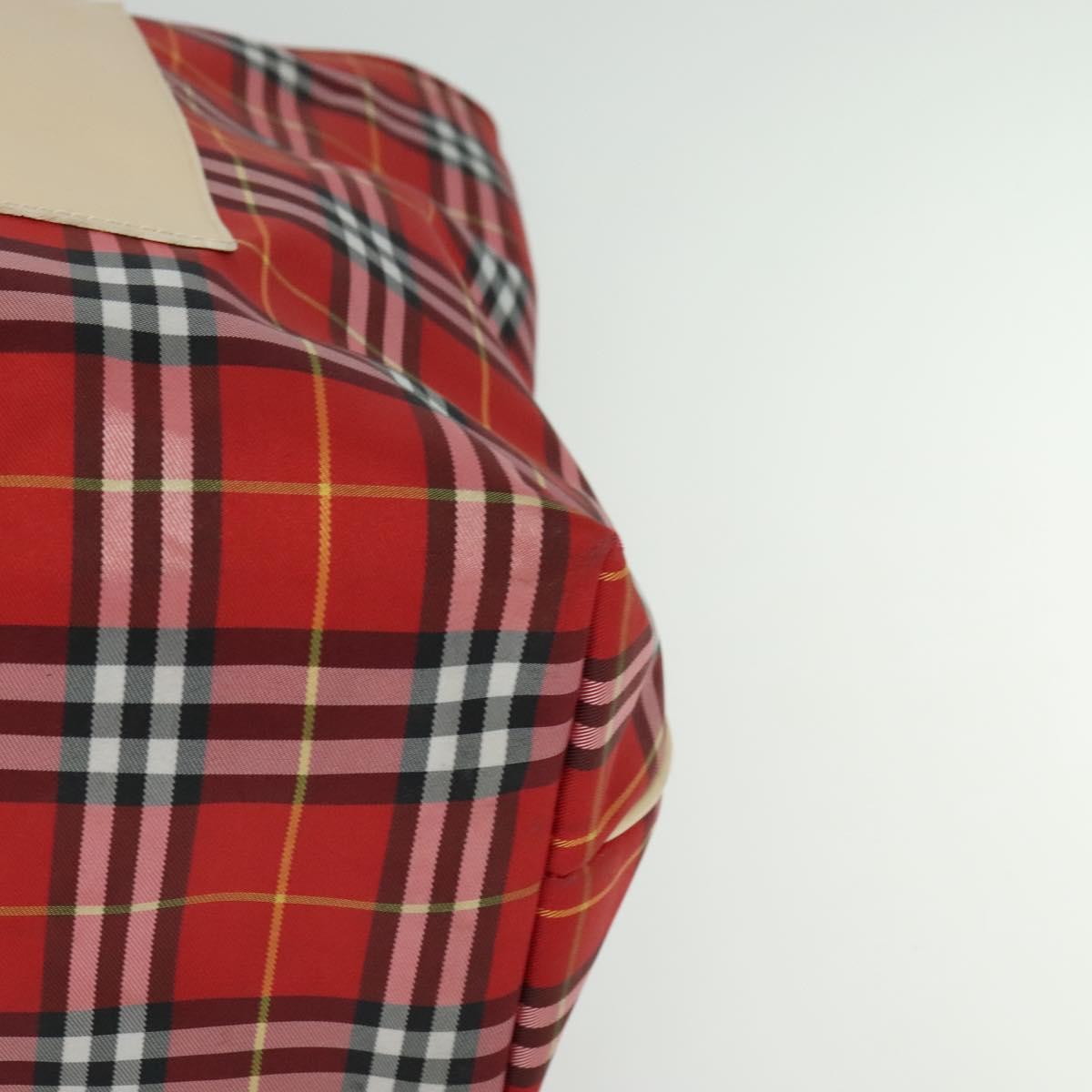 BURBERRY Nova Check Tote Bag Nylon Red Beige Auth th5793