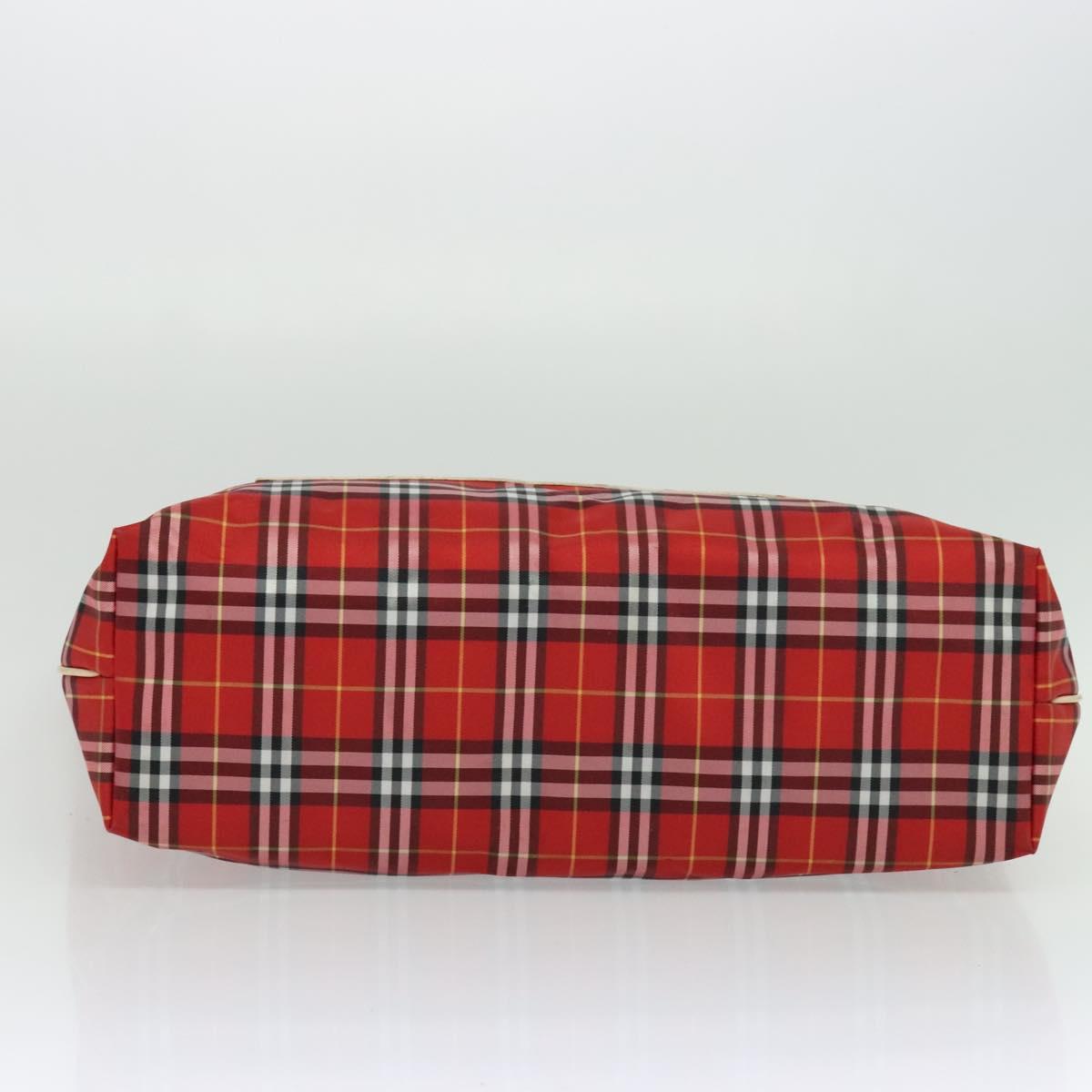 BURBERRY Nova Check Tote Bag Nylon Red Beige Auth th5793