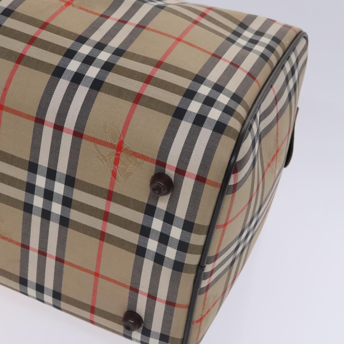 Burberrys Nova Check Boston Bag Canvas Beige Gold Auth th5794