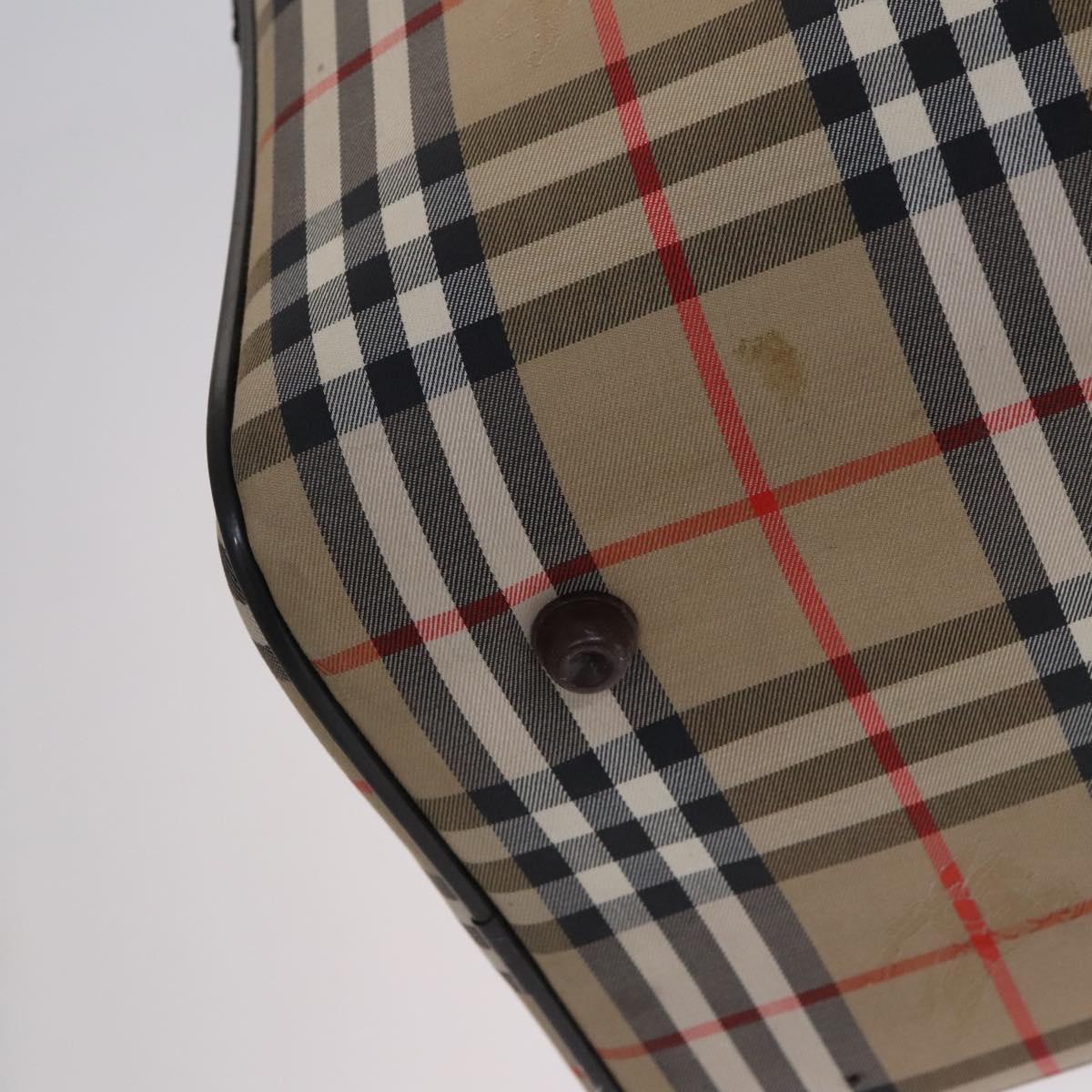 Burberrys Nova Check Boston Bag Canvas Beige Gold Auth th5794