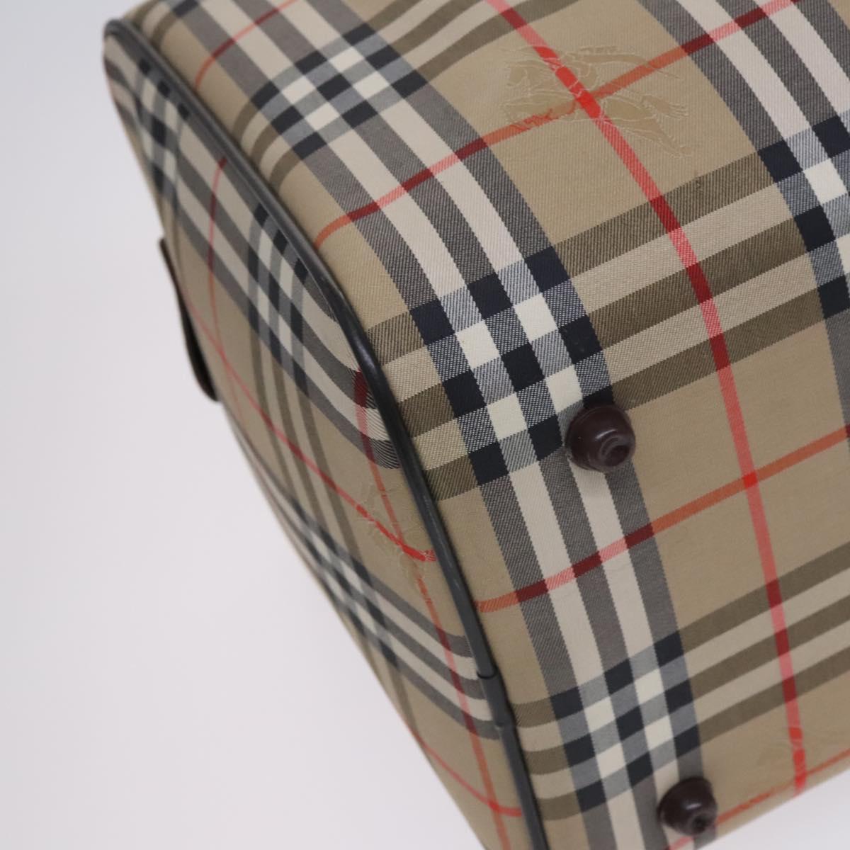 Burberrys Nova Check Boston Bag Canvas Beige Gold Auth th5794