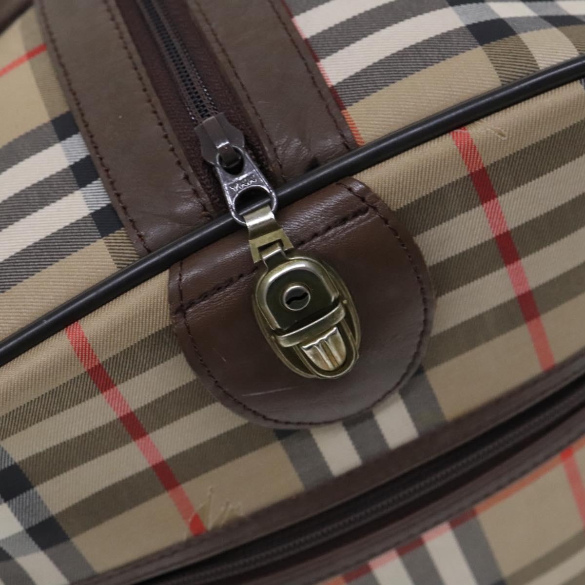Burberrys Nova Check Boston Bag Canvas Beige Gold Auth th5794