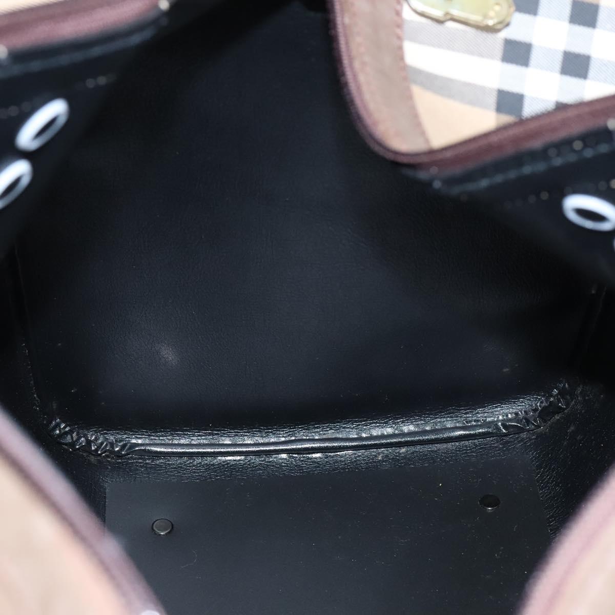 Burberrys Nova Check Boston Bag Canvas Beige Gold Auth th5794