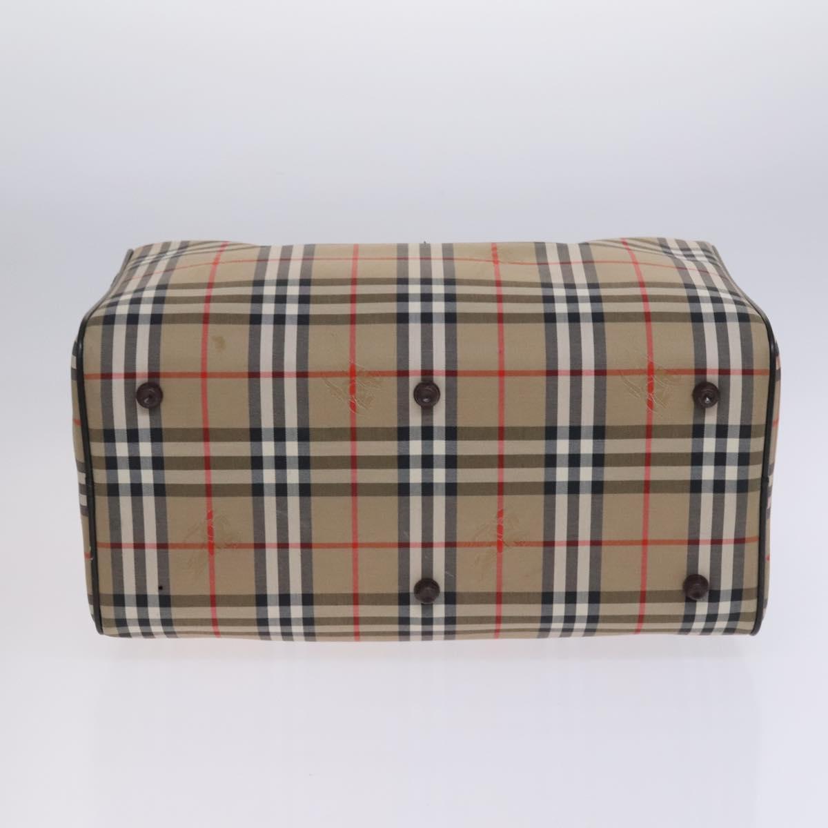 Burberrys Nova Check Boston Bag Canvas Beige Gold Auth th5794