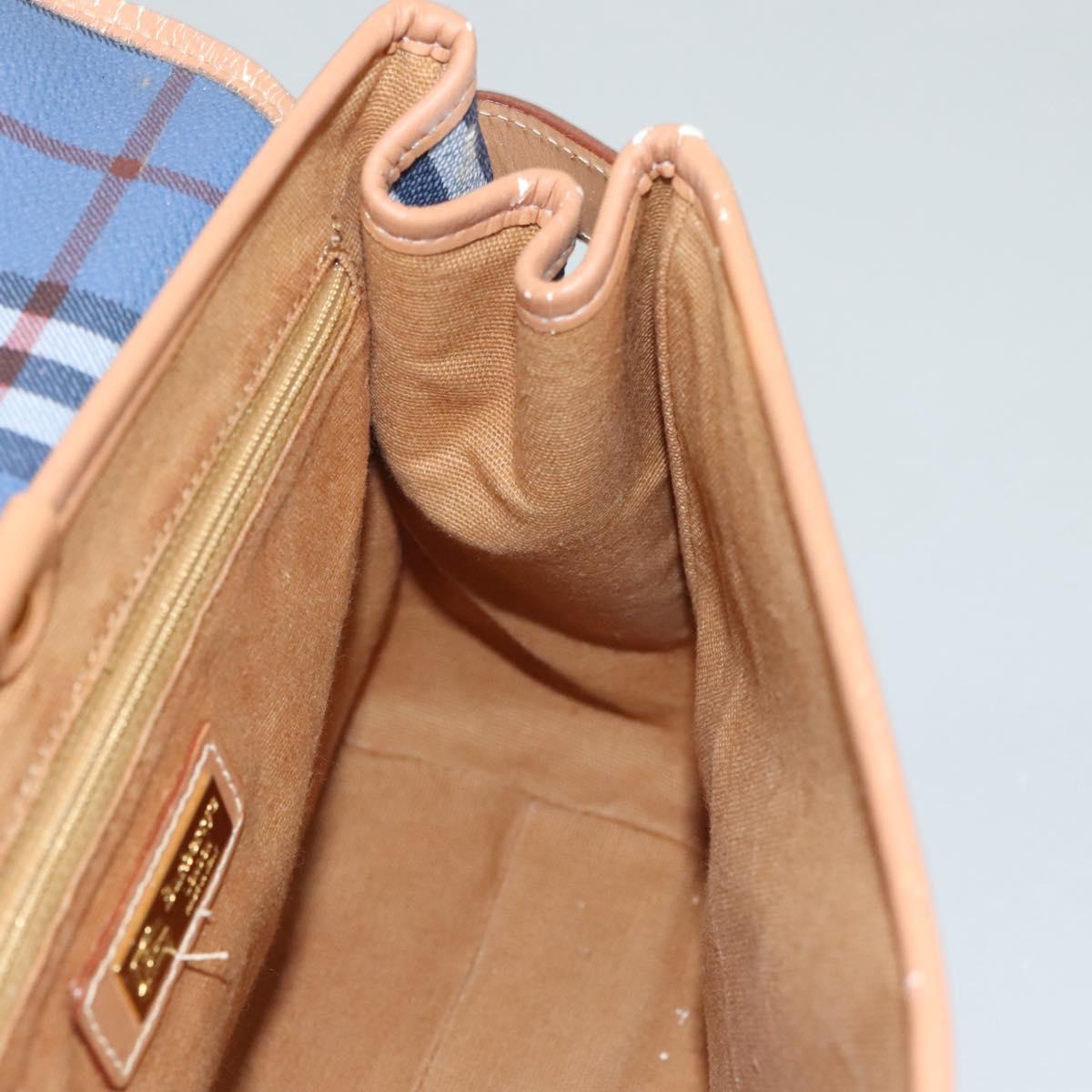 Burberrys Nova Check Hand Bag PVC Leather 2way Blue Auth th5802