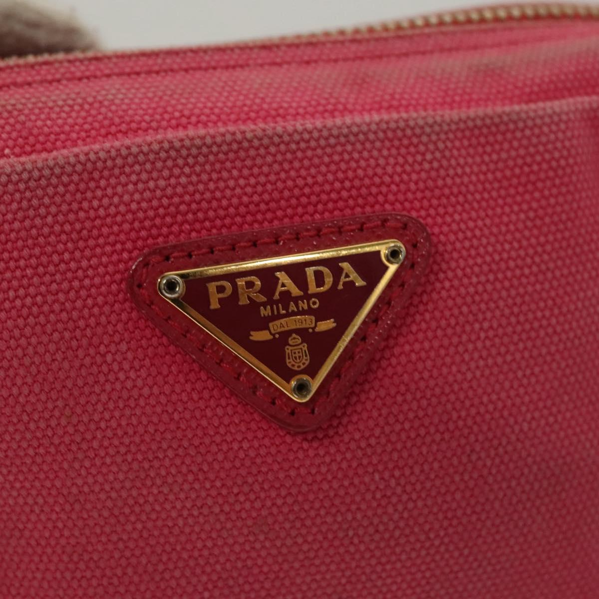 PRADA Pouch Canvas Pink Auth th5806
