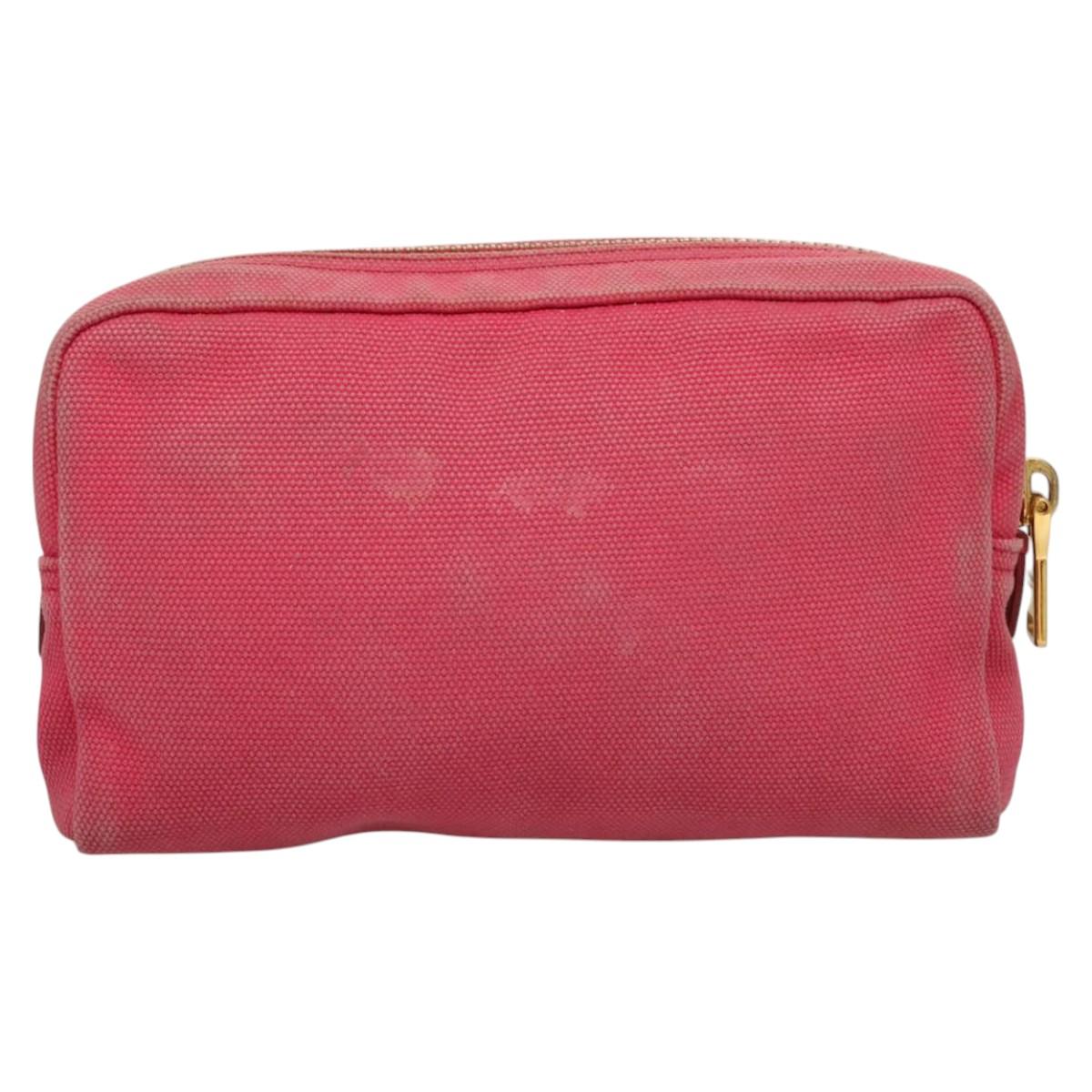 PRADA Pouch Canvas Pink Auth th5806