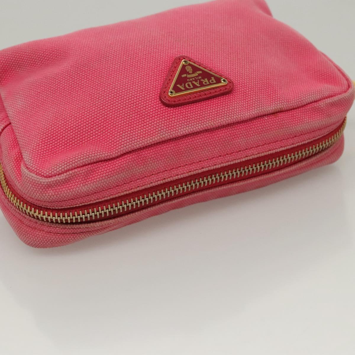 PRADA Pouch Canvas Pink Auth th5806