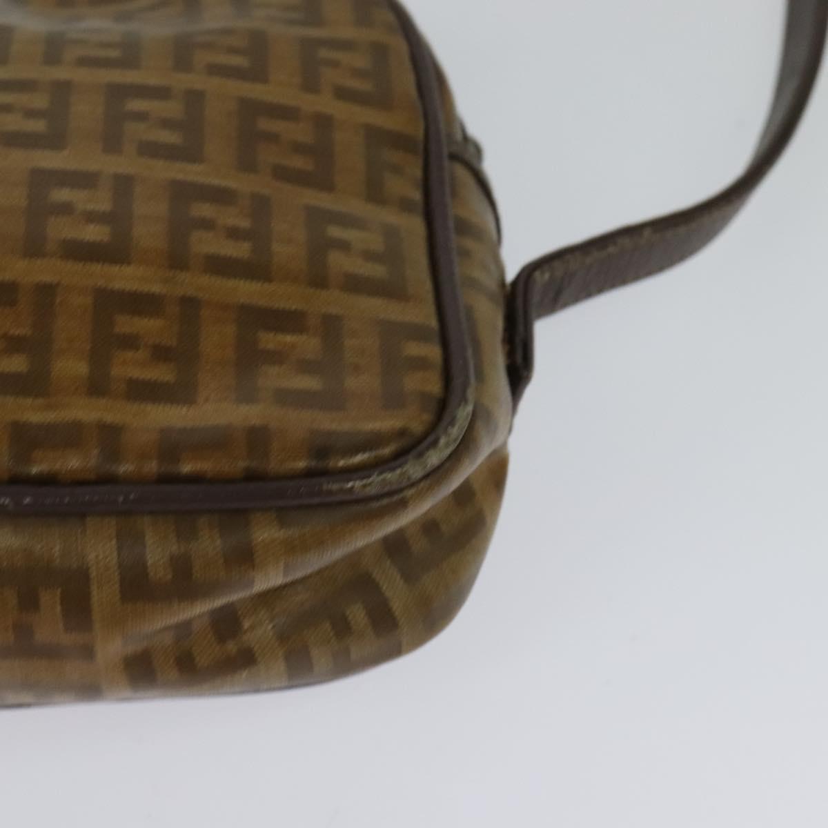FENDI Zucchino Canvas Shoulder Bag Brown Auth th5809