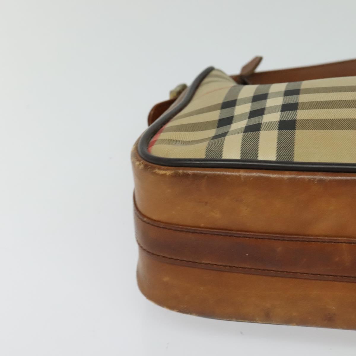 Burberrys Nova Check Shoulder Bag Canvas Beige Auth th5811