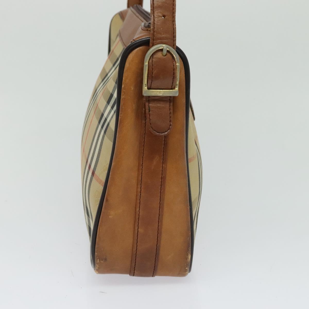 Burberrys Nova Check Shoulder Bag Canvas Beige Auth th5811