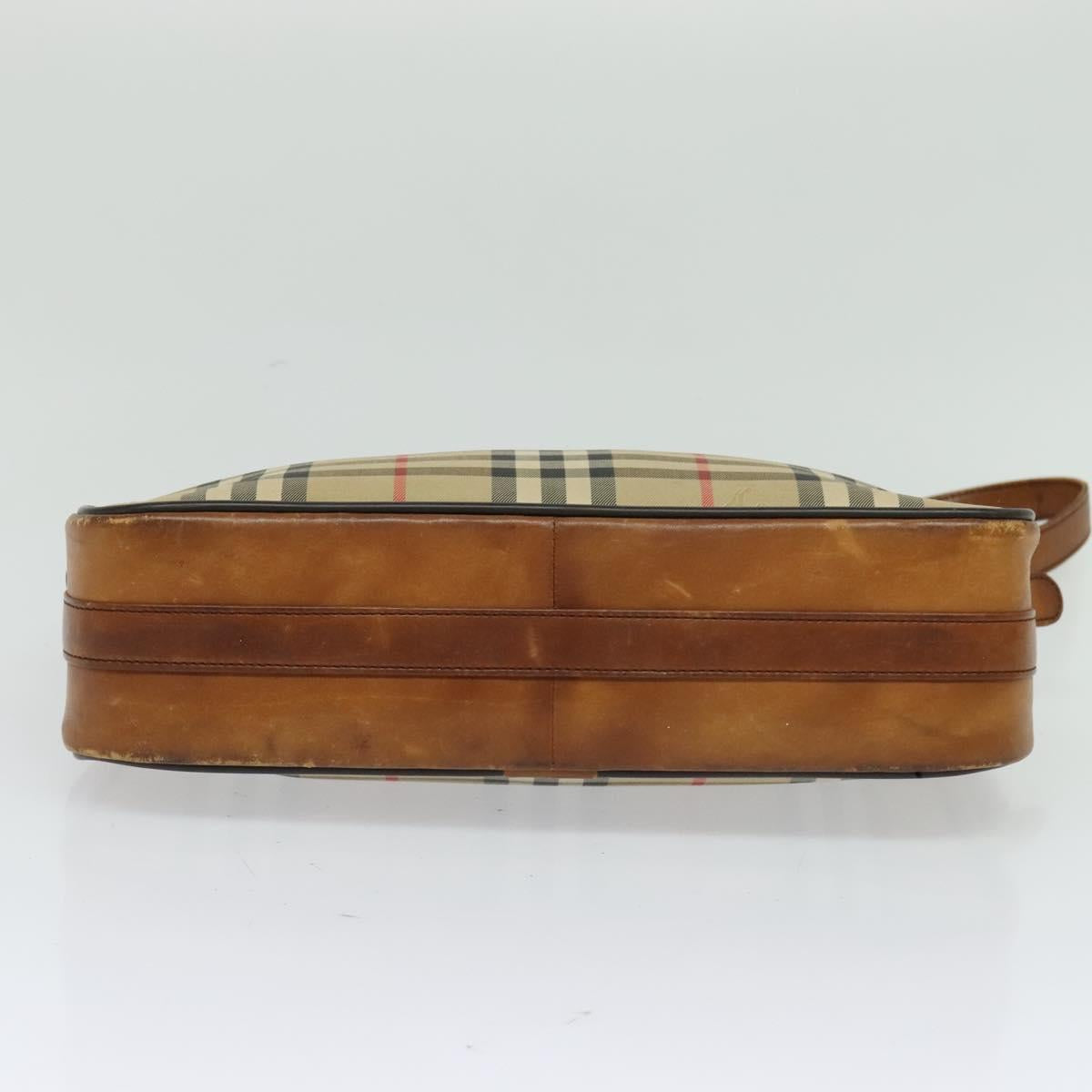 Burberrys Nova Check Shoulder Bag Canvas Beige Auth th5811