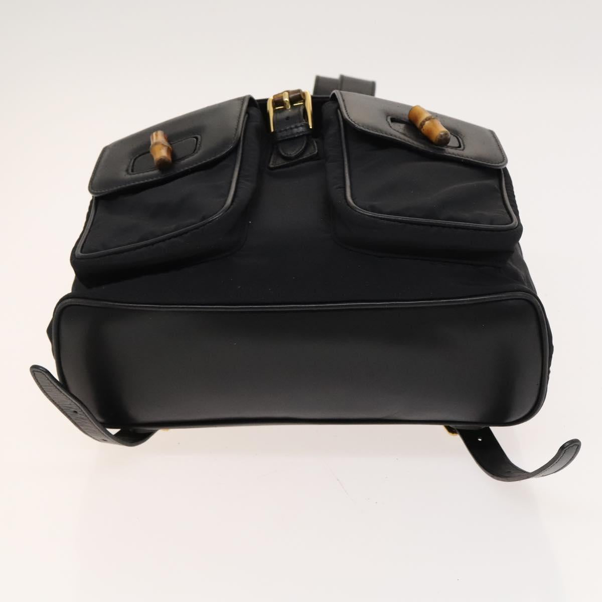 GUCCI Bamboo Backpack Leather Black Auth th5812