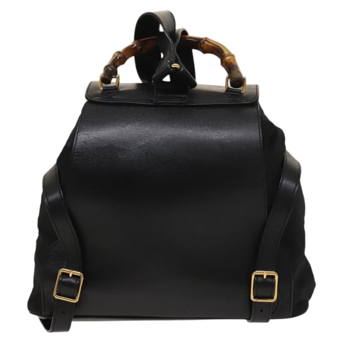 GUCCI Bamboo Backpack Leather Black Auth th5812