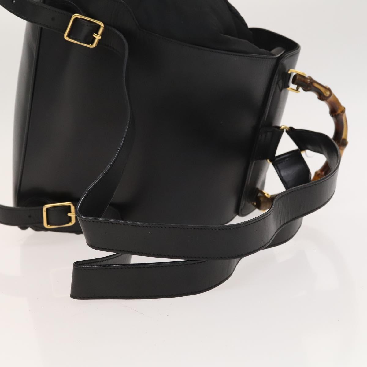 GUCCI Bamboo Backpack Leather Black Auth th5812