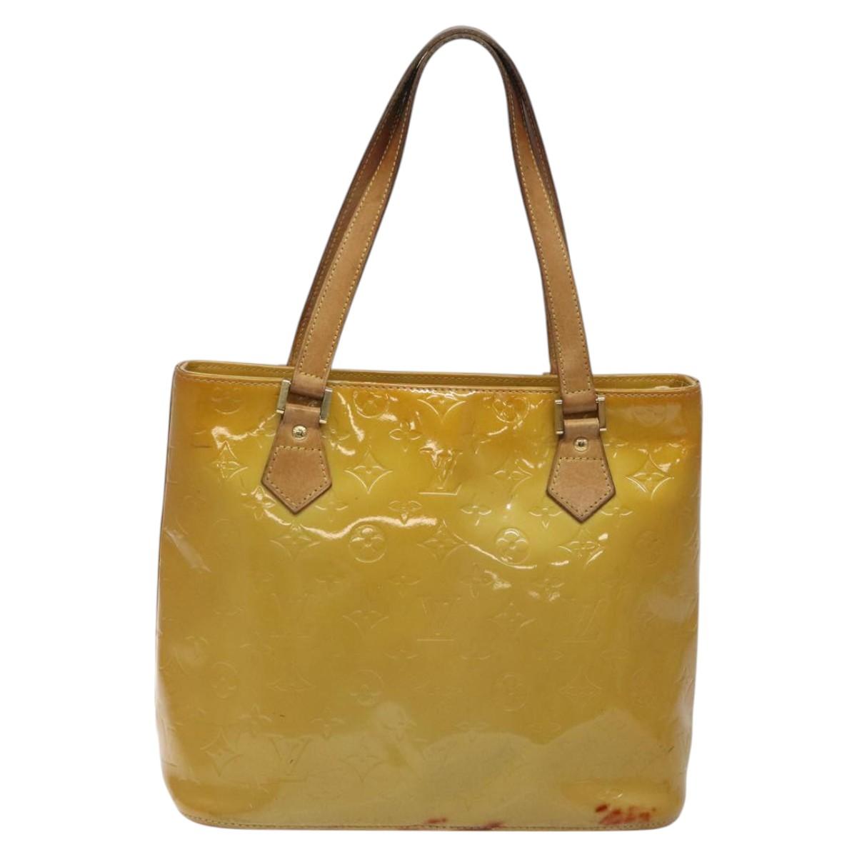 LOUIS VUITTON Monogram Vernis Houston Hand Bag Beige M91004 LV Auth th5822