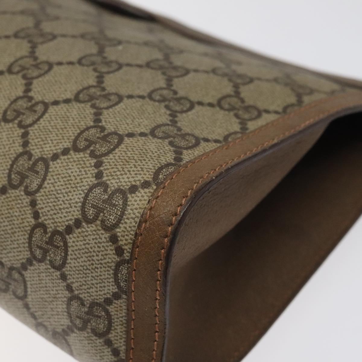 GUCCI GG Supreme Web Sherry Line Clutch Bag PVC Beige 89 01 033 Auth th5825