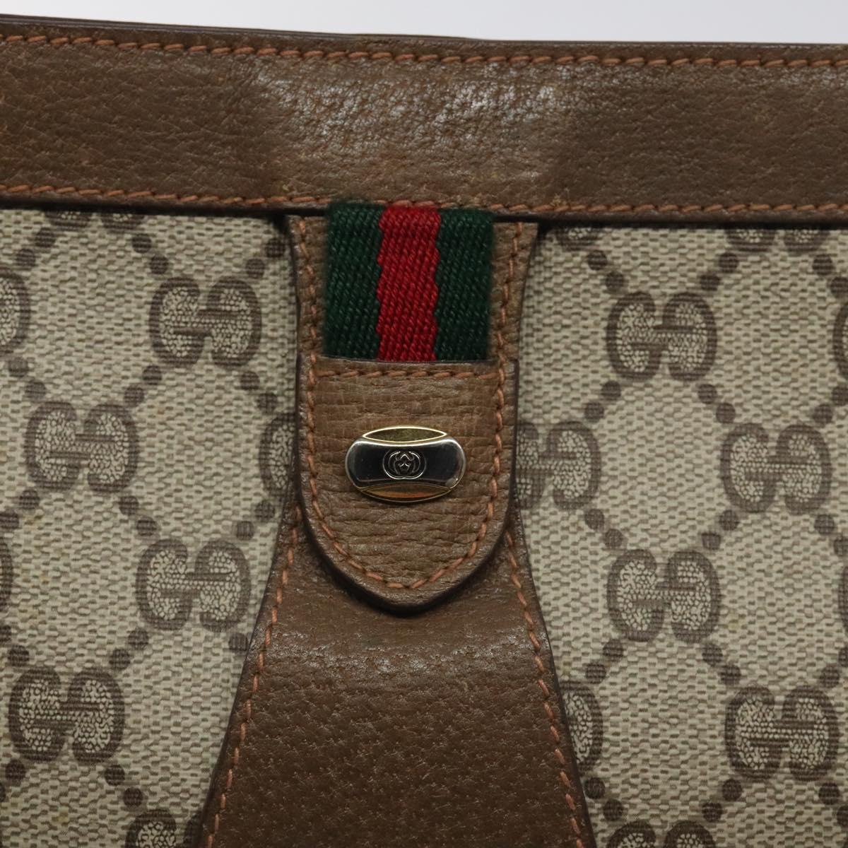 GUCCI GG Supreme Web Sherry Line Clutch Bag PVC Beige 89 01 033 Auth th5825