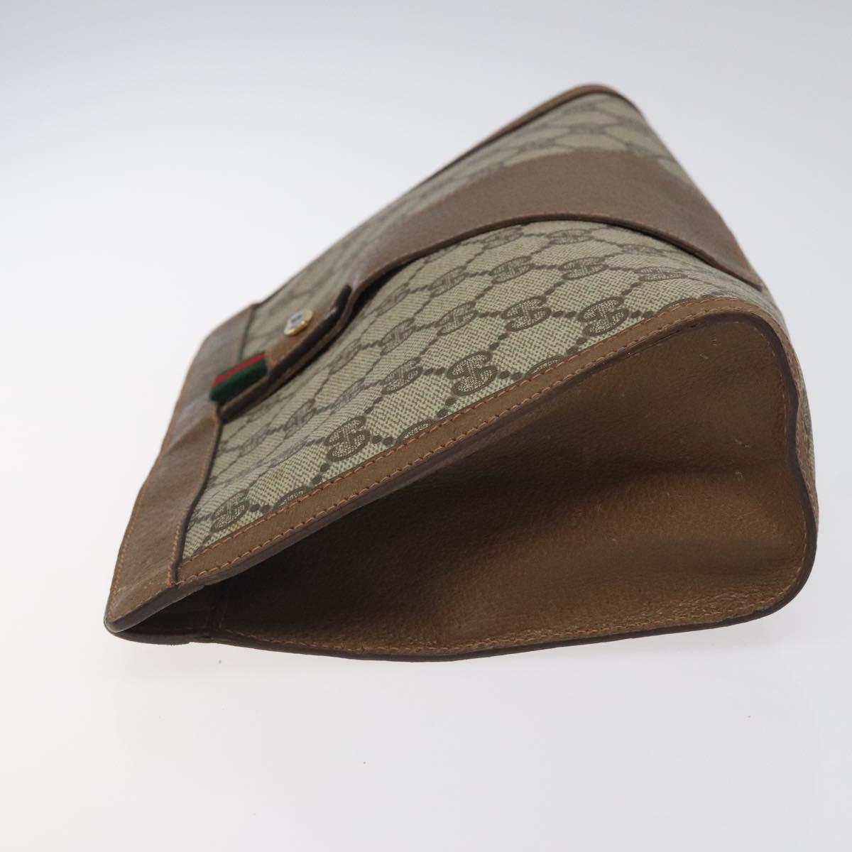 GUCCI GG Supreme Web Sherry Line Clutch Bag PVC Beige 89 01 033 Auth th5825