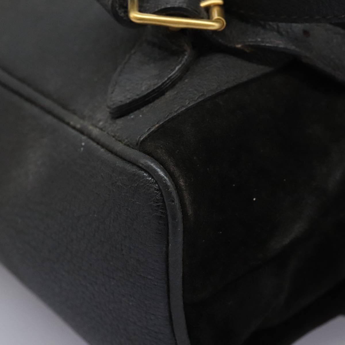 GUCCI Bamboo Backpack Suede Black Gold 003 2058 0016 Auth th5828