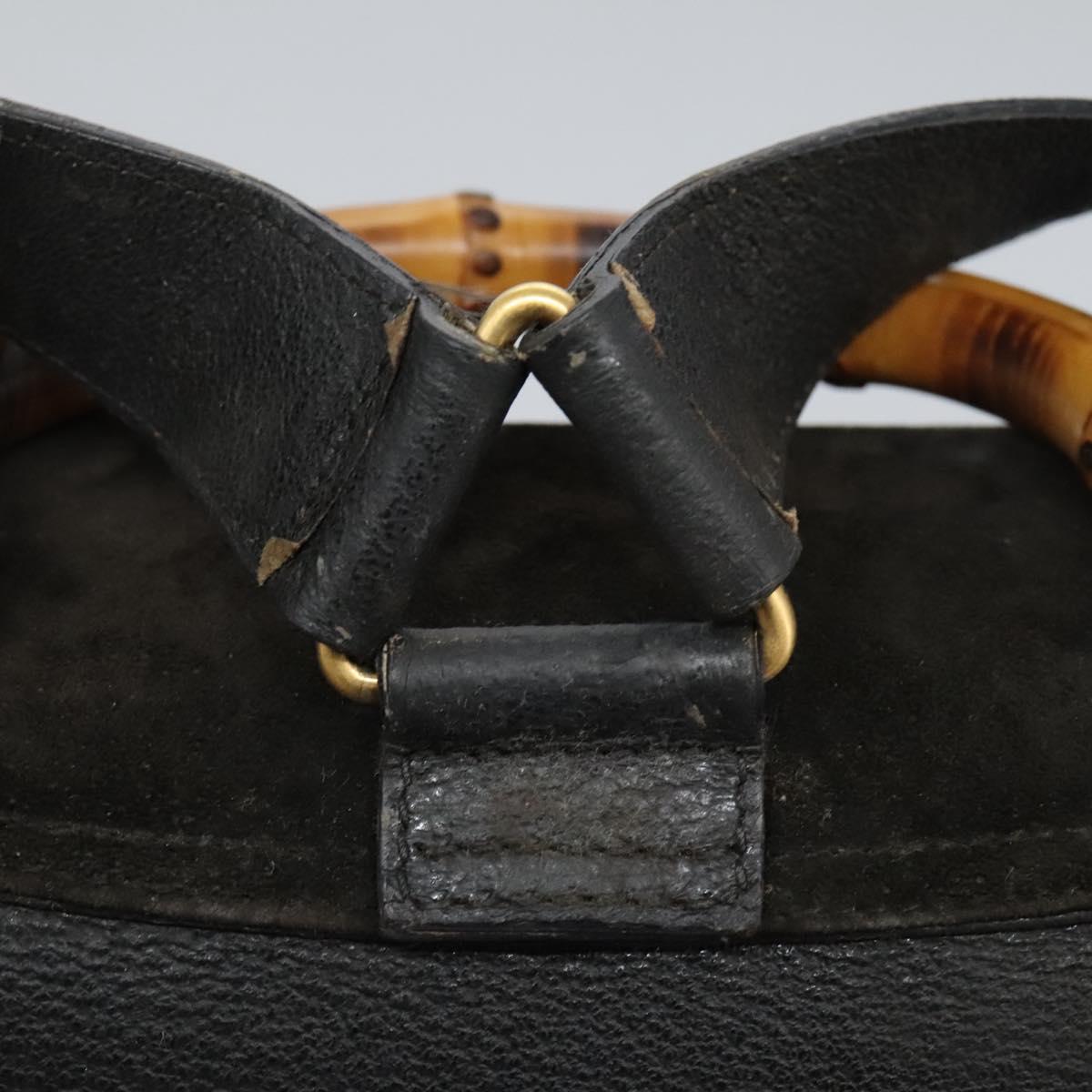 GUCCI Bamboo Backpack Suede Black Gold 003 2058 0016 Auth th5828
