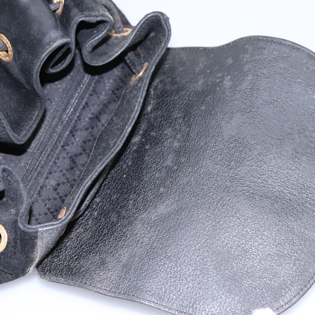 GUCCI Bamboo Backpack Suede Black Gold 003 2058 0016 Auth th5828