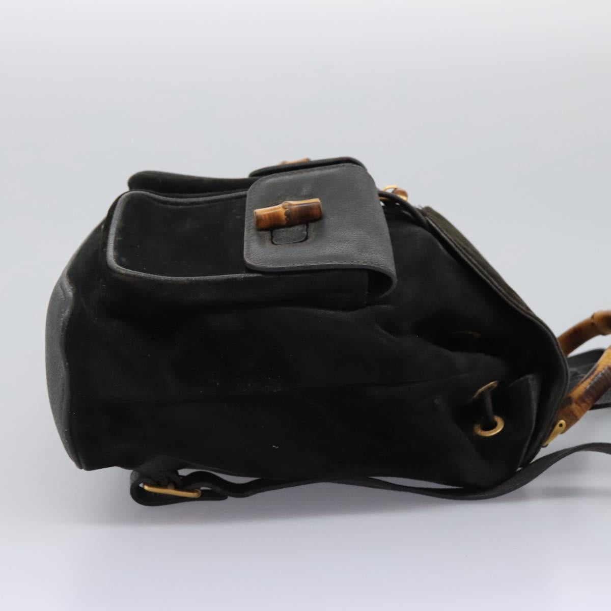 GUCCI Bamboo Backpack Suede Black Gold 003 2058 0016 Auth th5828