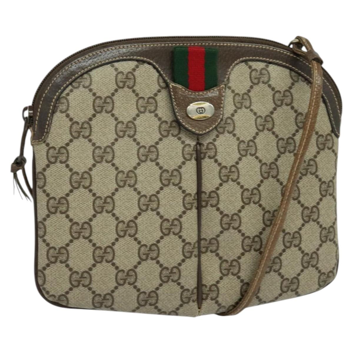 GUCCI GG Supreme Web Sherry Line Bag PVC Beige Gold 904 02 047 Auth th5842