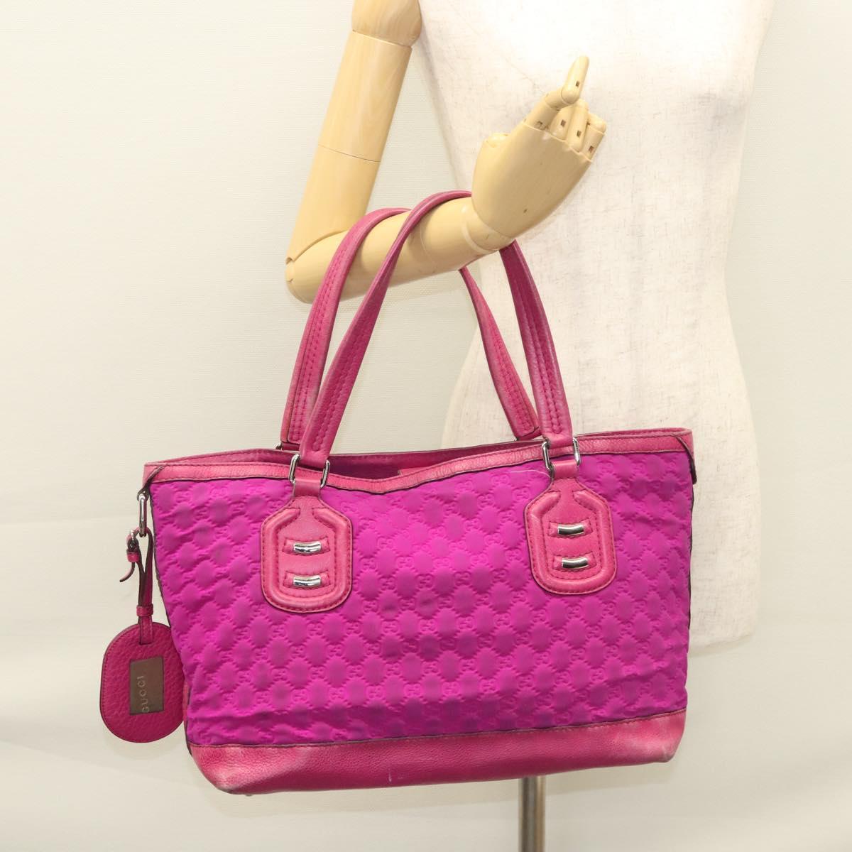 GUCCI GG Canvas Tote Bag Nylon Purple Silver 241101 Auth th5851