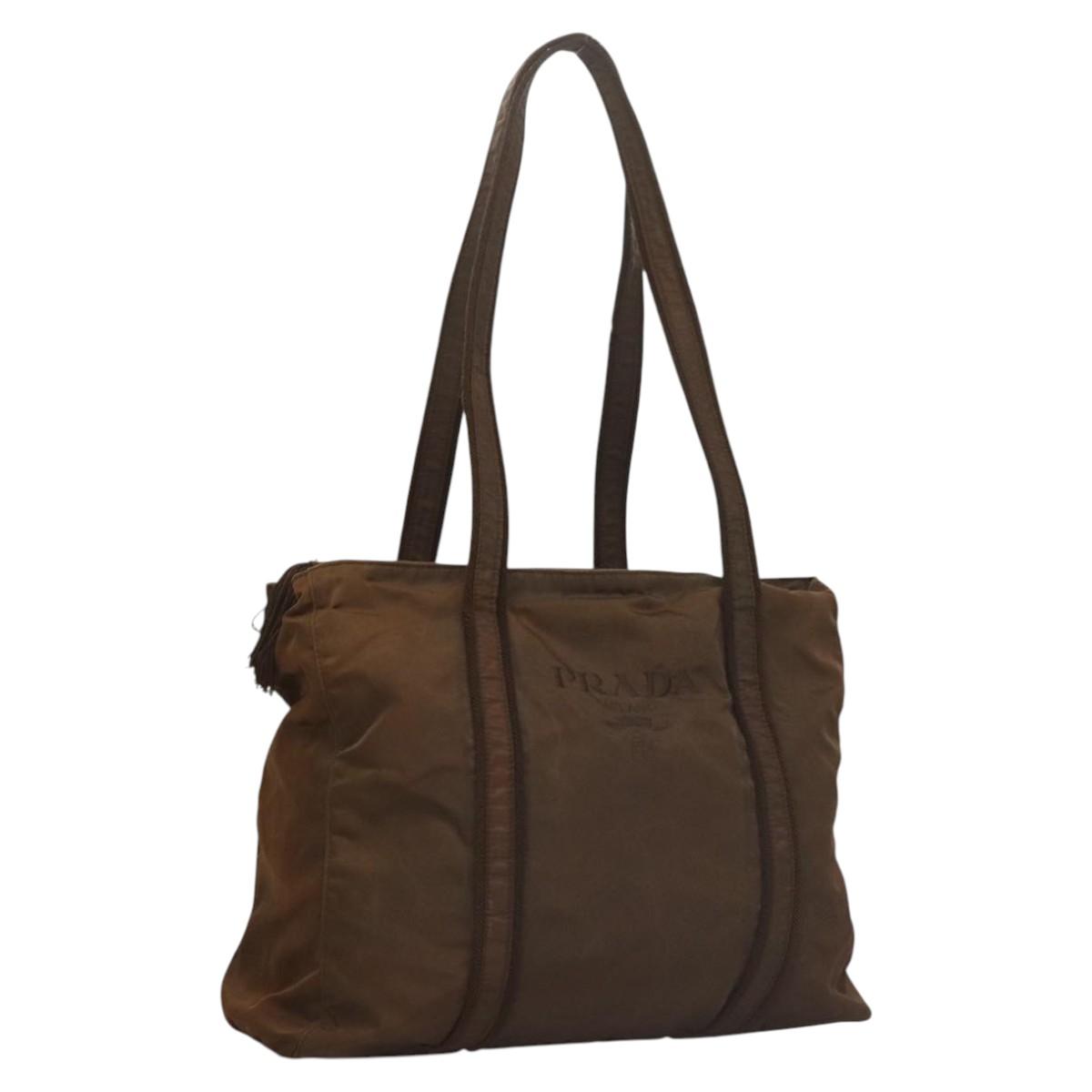 PRADA Tote Bag Nylon Brown Auth th5852