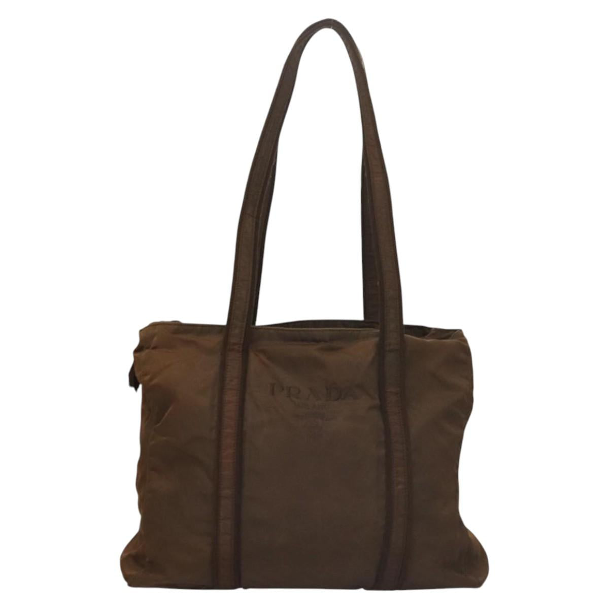PRADA Tote Bag Nylon Brown Auth th5852