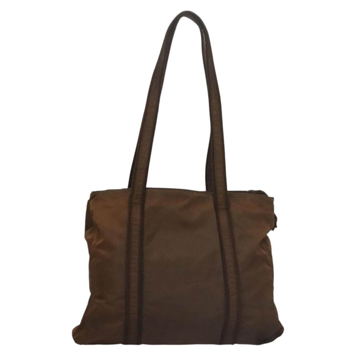 PRADA Tote Bag Nylon Brown Auth th5852