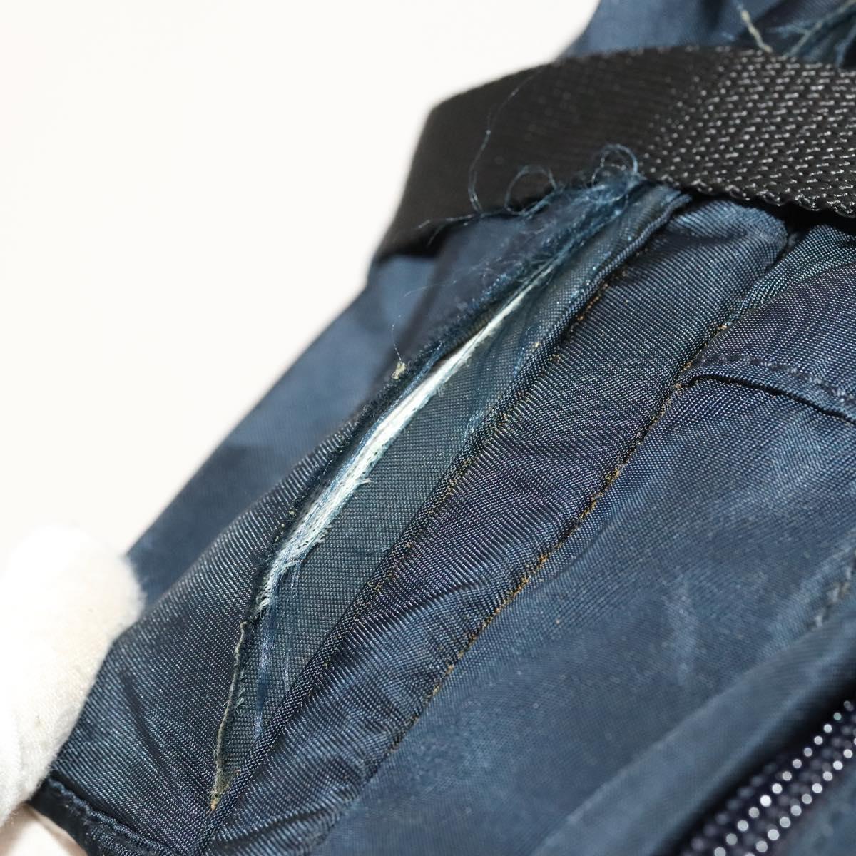 PRADA Backpack Nylon Navy Silver Auth th5858