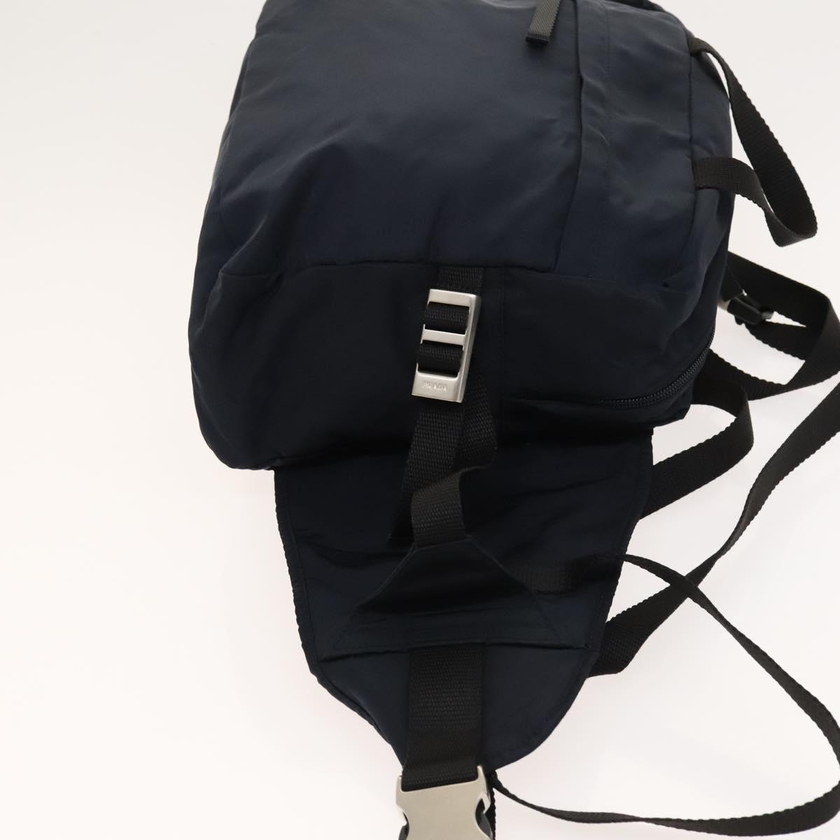 PRADA Backpack Nylon Navy Silver Auth th5858
