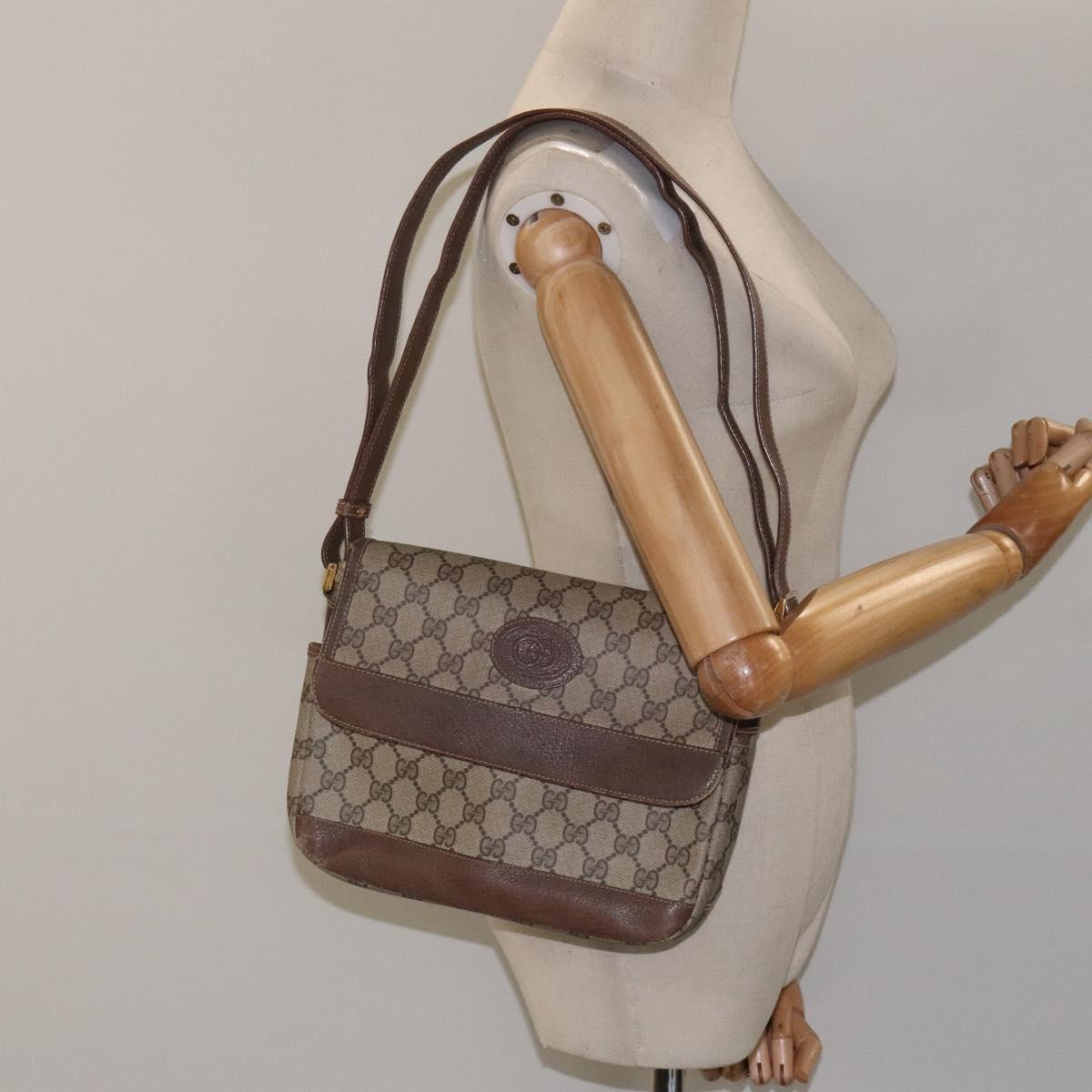 GUCCI GG Supreme Shoulder Bag Beige Gold Auth th5861