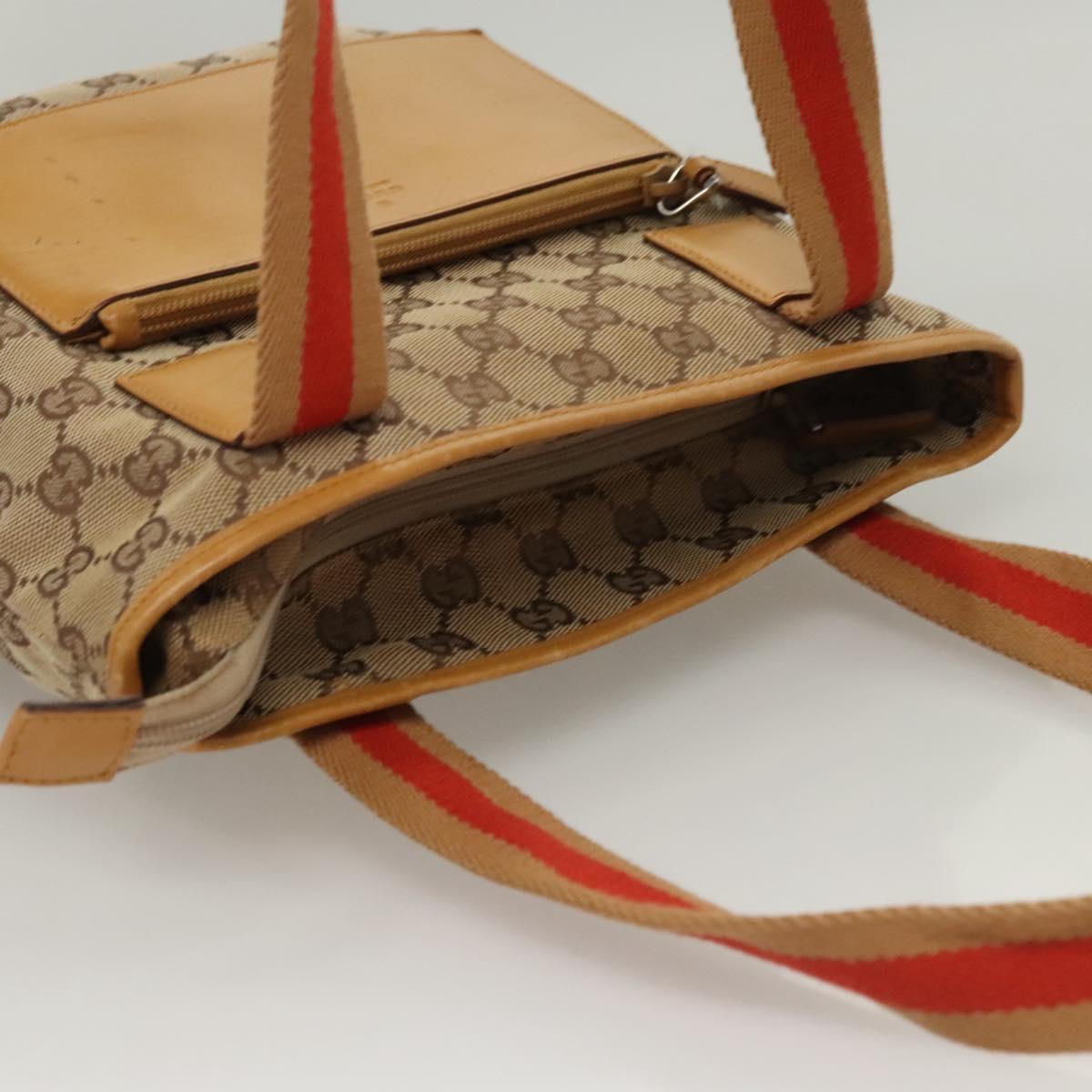 GUCCI GG Canvas Tote Bag Beige Silver 019 0402 Auth th5862