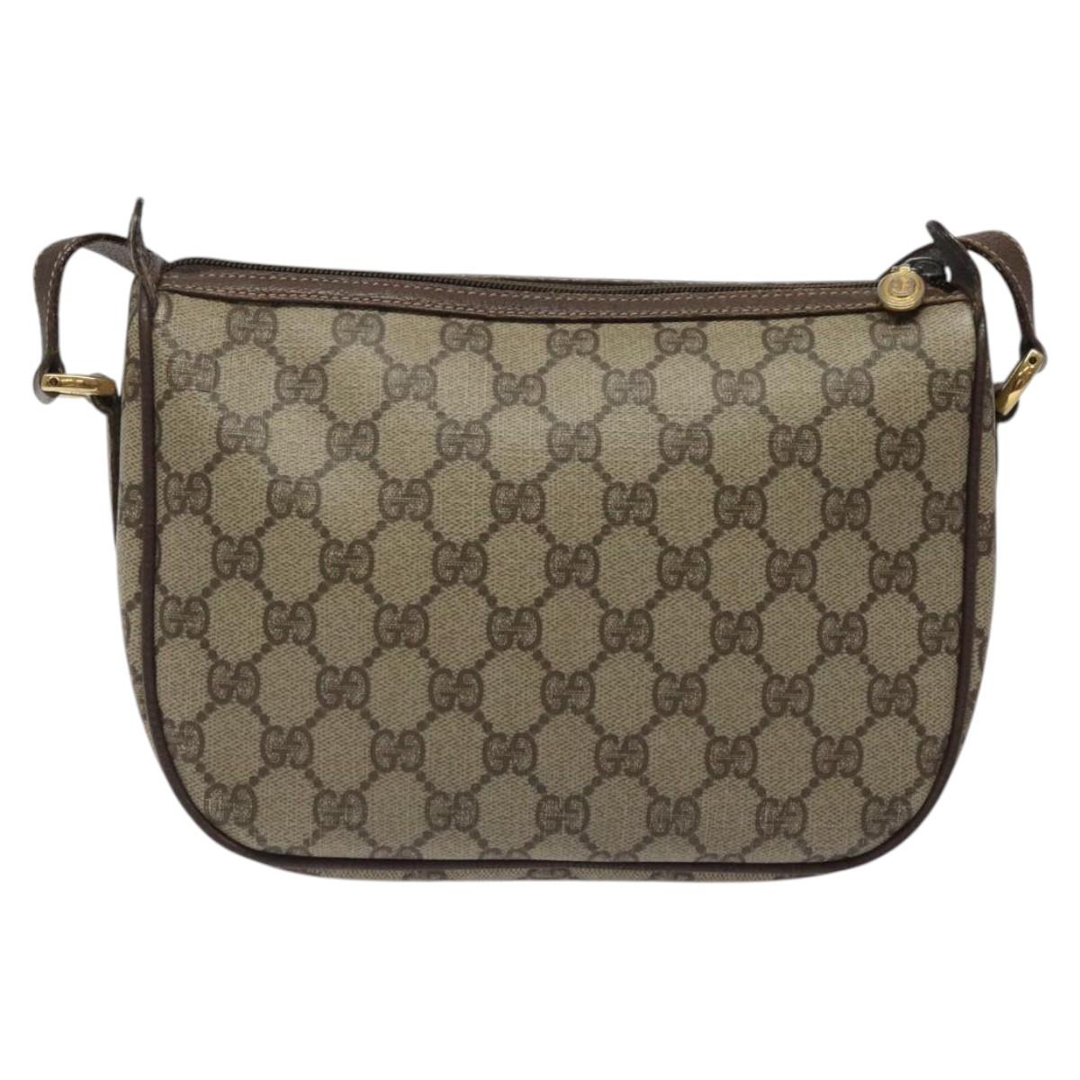 GUCCI GG Supreme Web Sherry Line Bag PVC Beige Gold 89 02 032 Auth th5867