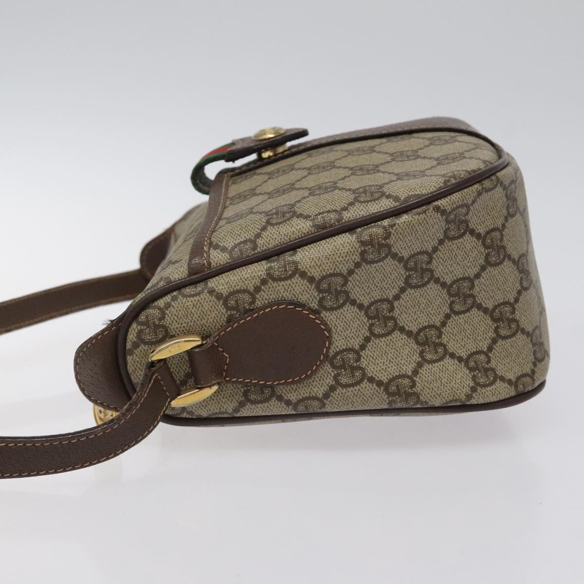 GUCCI GG Supreme Web Sherry Line Bag PVC Beige Gold 89 02 032 Auth th5867