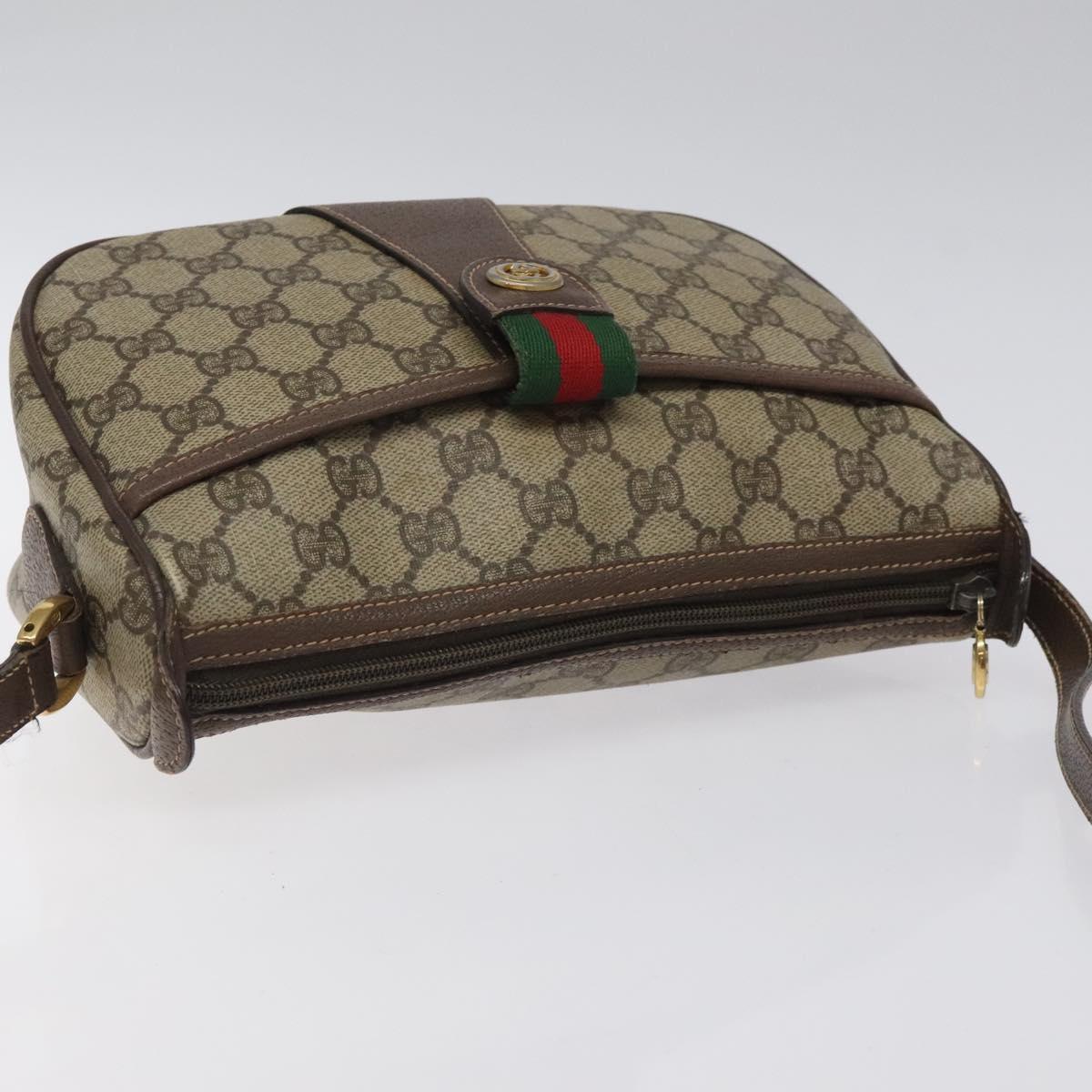 GUCCI GG Supreme Web Sherry Line Bag PVC Beige Gold 89 02 032 Auth th5867