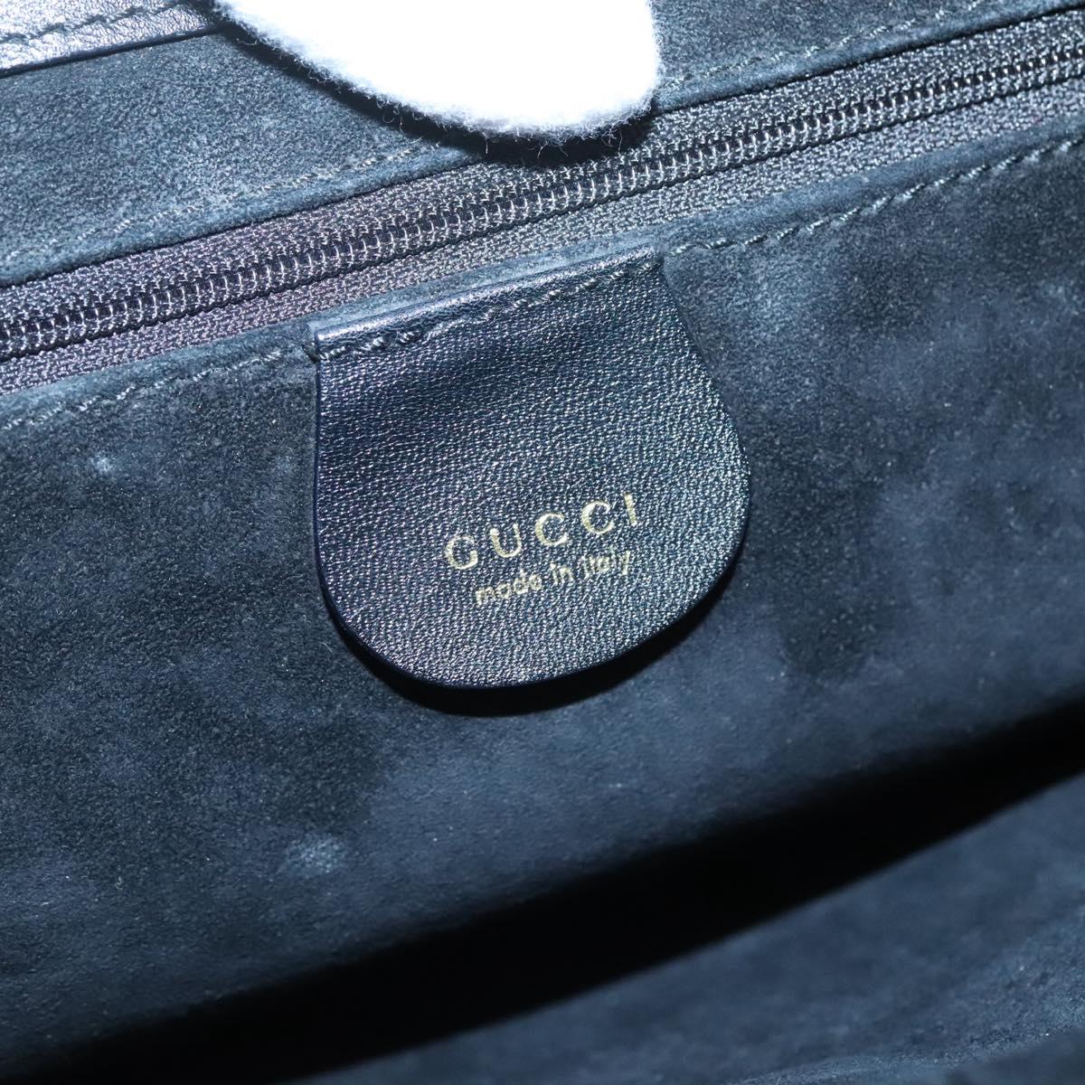 GUCCI Hand Bag Leather Black Gold Auth th5874