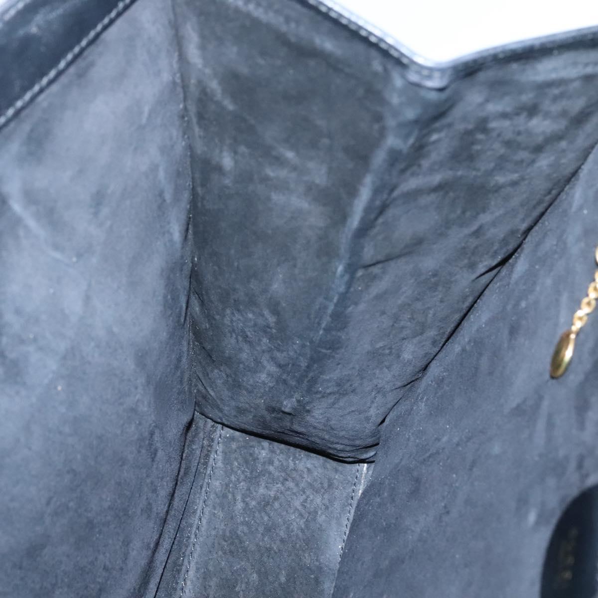 GUCCI Hand Bag Leather Black Gold Auth th5874