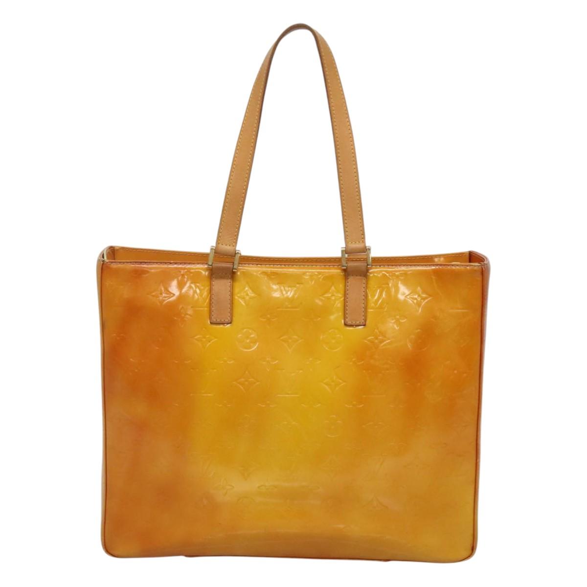 LOUIS VUITTON Monogram Vernis Columbus Tote Bag Lime Yellow M91047 Auth th5893